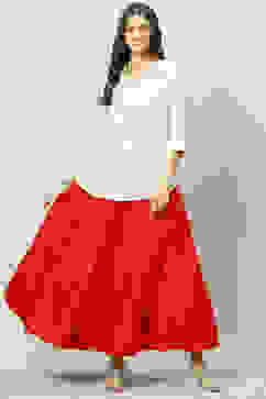 Red Art Silk Skirt image number 5