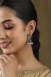 Green Oxidised Brass Pearl Studded Jhumkas image number 3