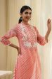 Coral Polyester Straight Kurta image number 6