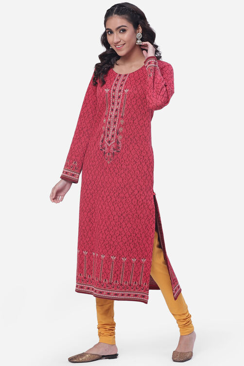 Blue Straight Poly Metallic Kurta image number 2