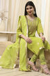 Blue Poly Chanderi Fitted Suit Set image number 6
