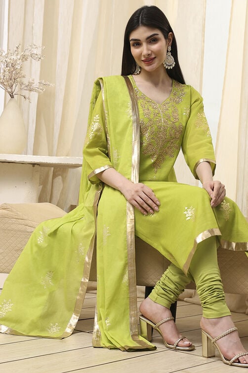 Blue Poly Chanderi Fitted Suit Set image number 6