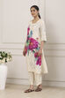 White & Pink Floral Printed Straight Suit Set image number 3