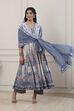 Blue Cotton Anarkali Suit Set image number 0