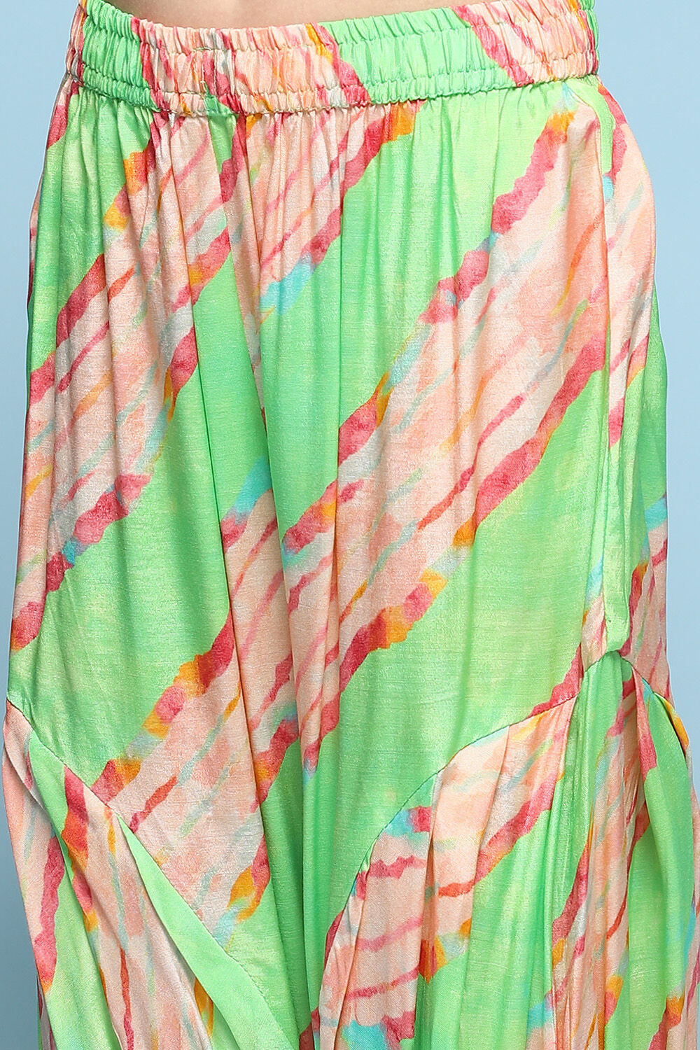 Pink & Green Cotton Straight Printed Suit Set image number 2