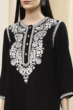 Black Straight Short Kurta image number 1