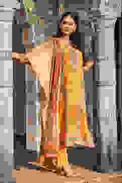 Mustard Cotton Straight Kurta Slim Pants Suit Set image number 0