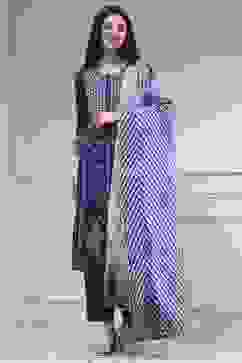 Blue Dyed Printed Straight Suit Set image number 6