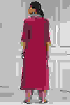 Maroon Cotton Modal Digital Print Unstitched Suit Set image number 5