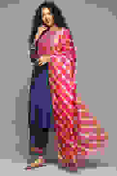 Blue and Pink Straight Suit Set image number 0