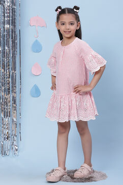 Pink Cotton Flared Yarndyed Dress image number 2
