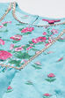Sky Blue Art Silk Straight Printed Kurta Set image number 1