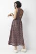 Maroon Cotton Printed Smocked Dress image number 5