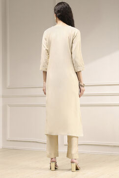 White Tissue Applique Unstitched Suit Set image number 5