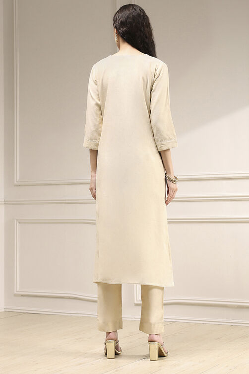 White Tissue Applique Unstitched Suit Set image number 5