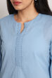 Sky Blue Cotton Short Solid Kurti image number 1