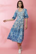 Green A-Line Rayon Printed Dress image number 3