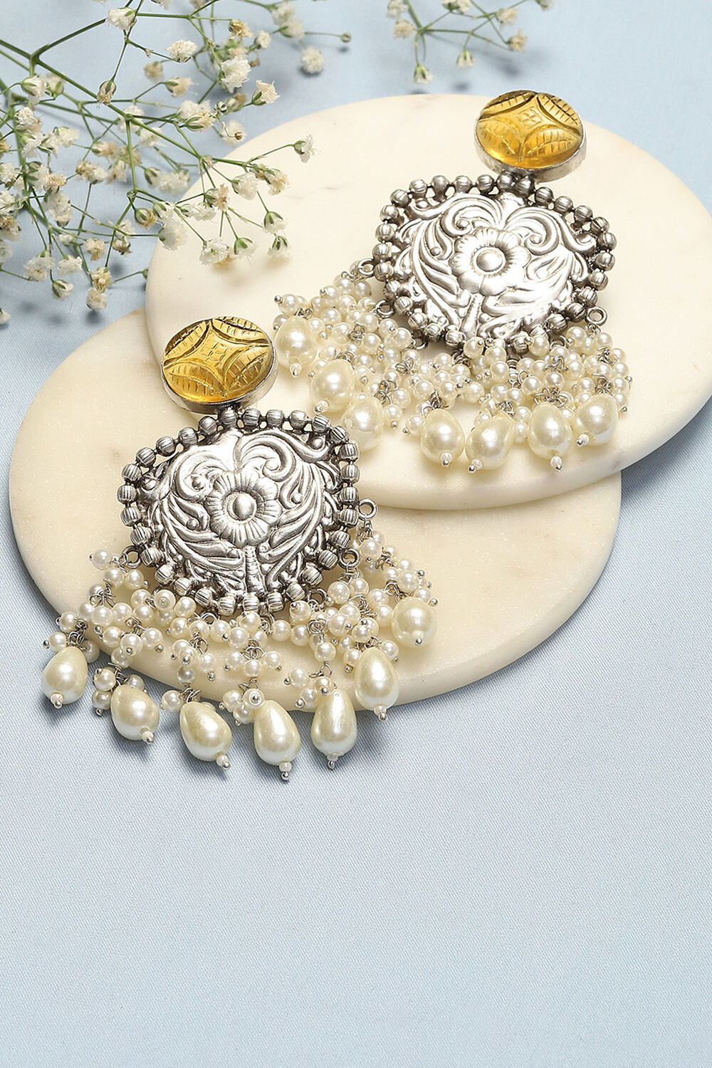 Oxidised Yellow Brass Earrings image number 0