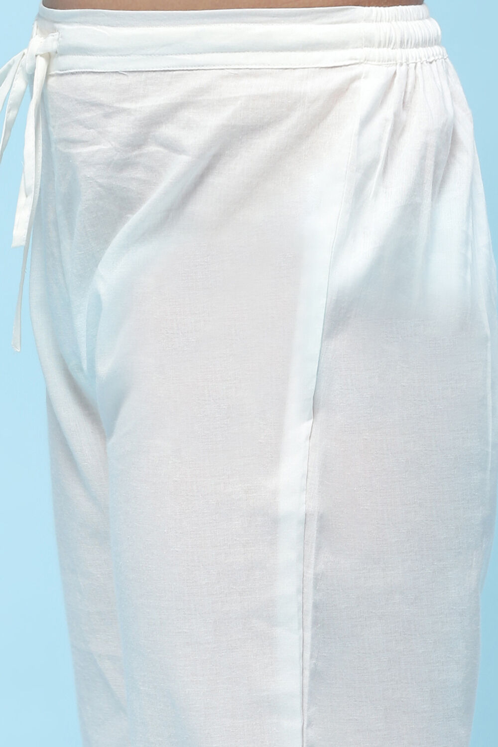 White Cotton Viscose Khadi Print Gathered Suit Set image number 2