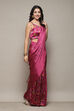 Plum Pre-Draped Saree & A Stitched Blouse With Floral Prints image number 5