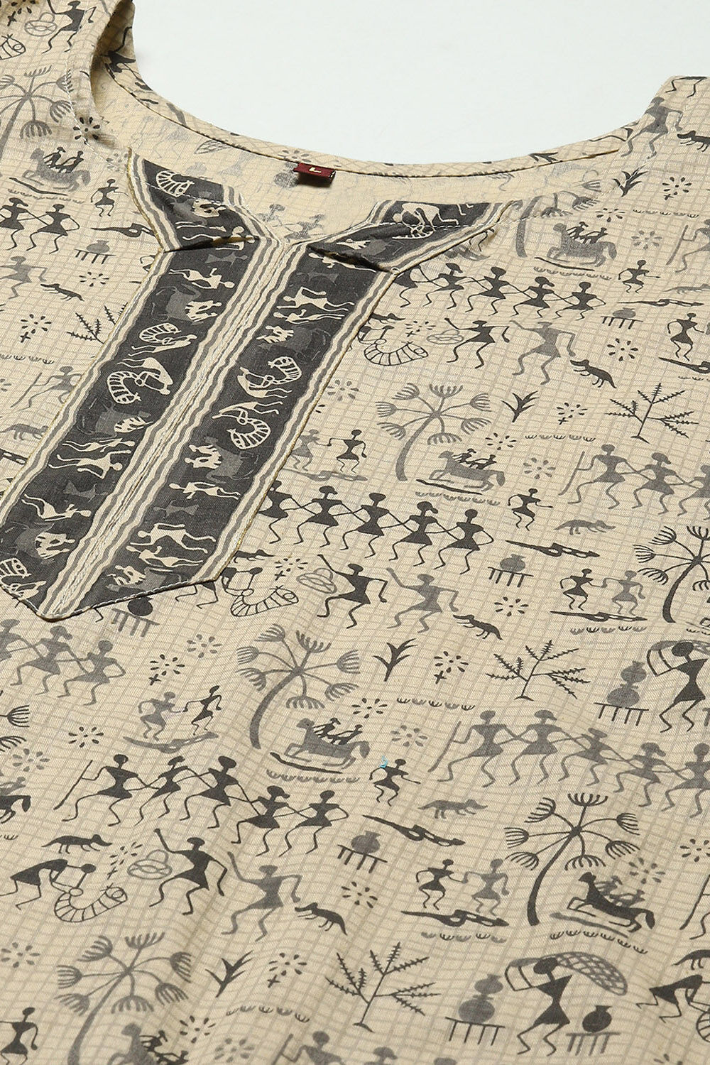 Grey Cotton Screen Printed Unstitched Suit Set image number 2