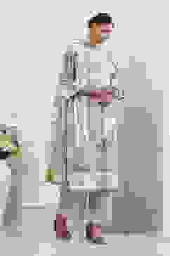 Khaki Green Cotton Floral Printed Straight Suit Set image number 5