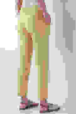 Beige Cotton Lycra Straight Pants image number 5