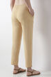 Beige Cotton Lycra Straight Pants image number 5