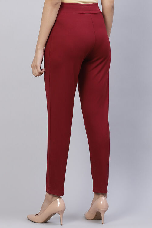Navy Straight Poly Viscose Leggings image number 4