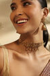 Gold Plated Brass Choker Necklace Set with Jhumka image number 1