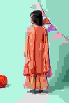 Red Rayon Flared Kurta Garara Suit Set image number 4