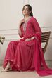 Pink Striped Yoke Design Straight Suit Set