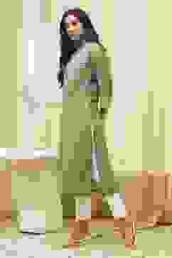 Green Pure Cotton Printed Straight Kurta image number 3