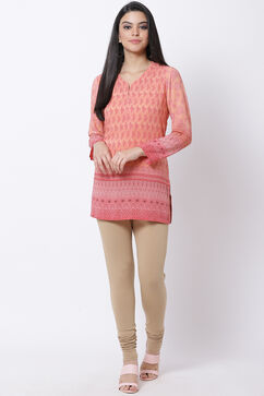 Camel Cotton Blend Solid Churidar image number 3