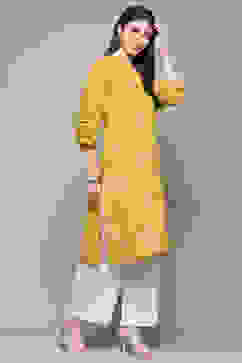 Lime Rayon Straight Kurta image number 4