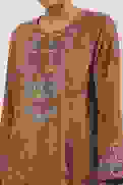 Ochre Yellow Polyester Printed Kurta Pants Set image number 1