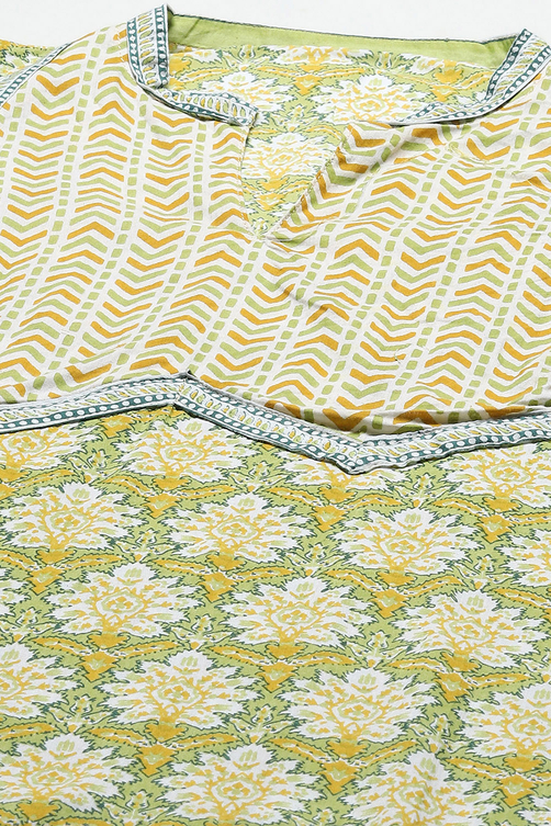 Blue Cotton Screen Printed Unstitched Suit Set image number 2