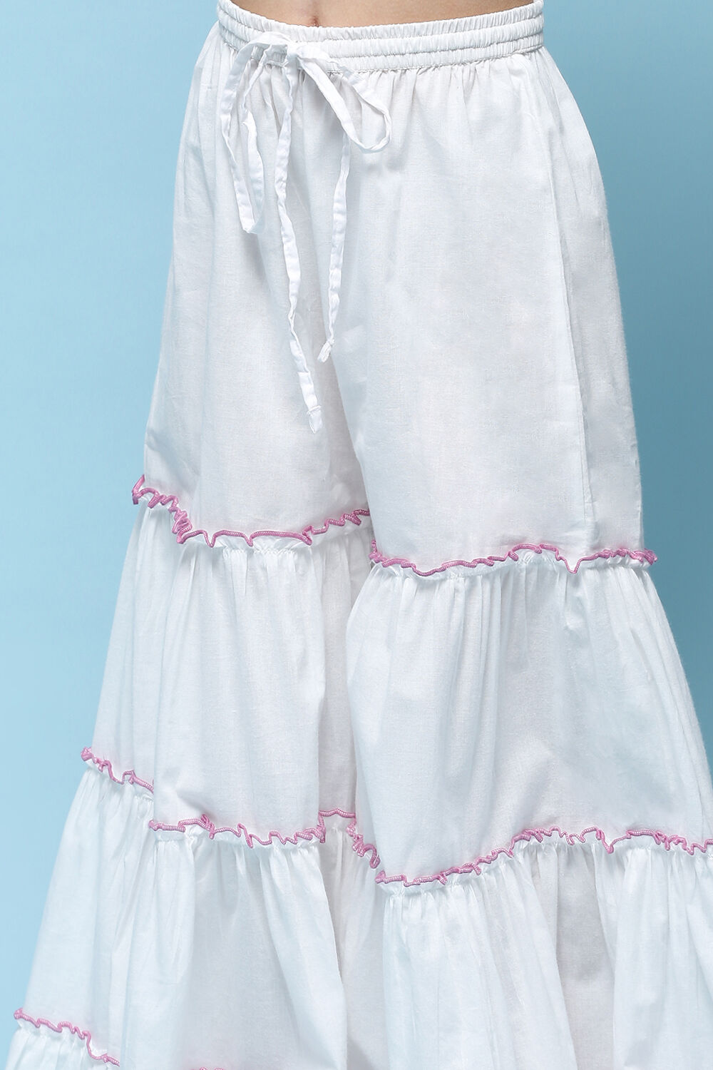 Pink Lehriya Cotton Kurta With Sharara & Net Dupatta image number 2