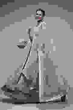 Mint Nylon Anarkali Lehenga Set image number 0