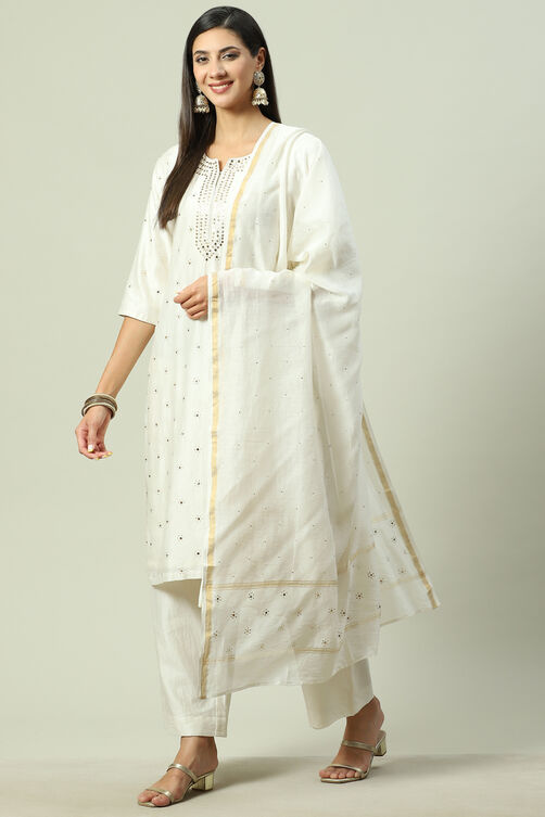 Turquoise Straight Kurta Palazzo Suit Set image number 5