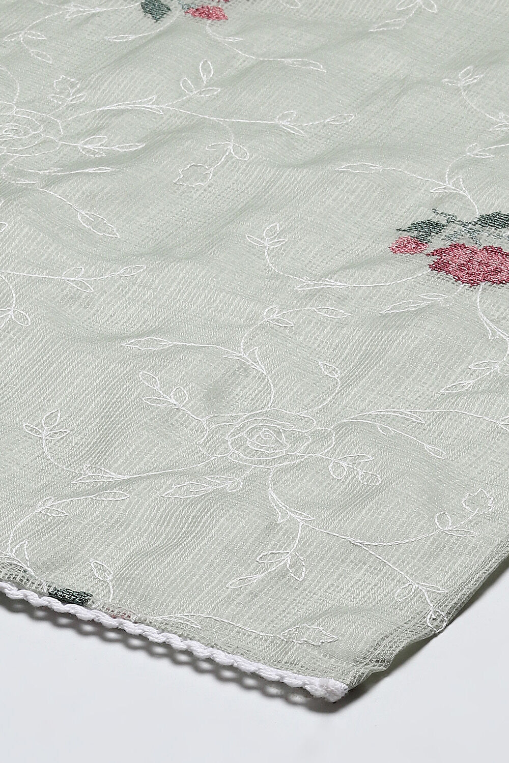 Green Cotton Blend Printed Unstitched Suit Set image number 4