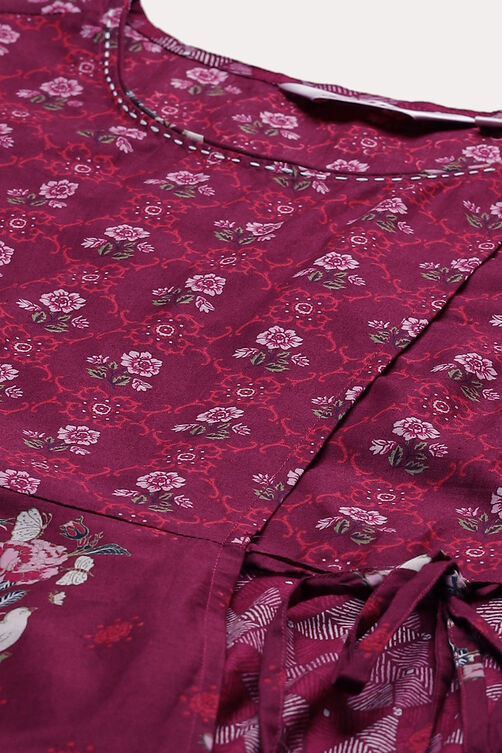 Wine Cotton Fusion Dress image number 1