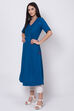 Ink Blue Cotton A-Line Kurta image number 2