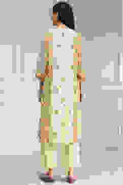 Beige Cotton Printed A-Line Suit Set image number 4