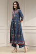 Blue Cotton Printed Anarkali Suit Set image number 3
