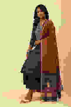 Indigo Cotton Straight Kurta Palazzo Suit Set image number 0