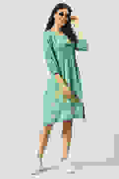 Green LIVA Flared Printed Dress image number 5