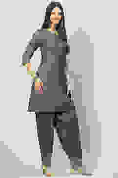 Grey Art Silk A-Line 2 Piece Set image number 3