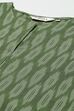 Dark Green Cotton IKAT Straight Yarndyed Kurta image number 1