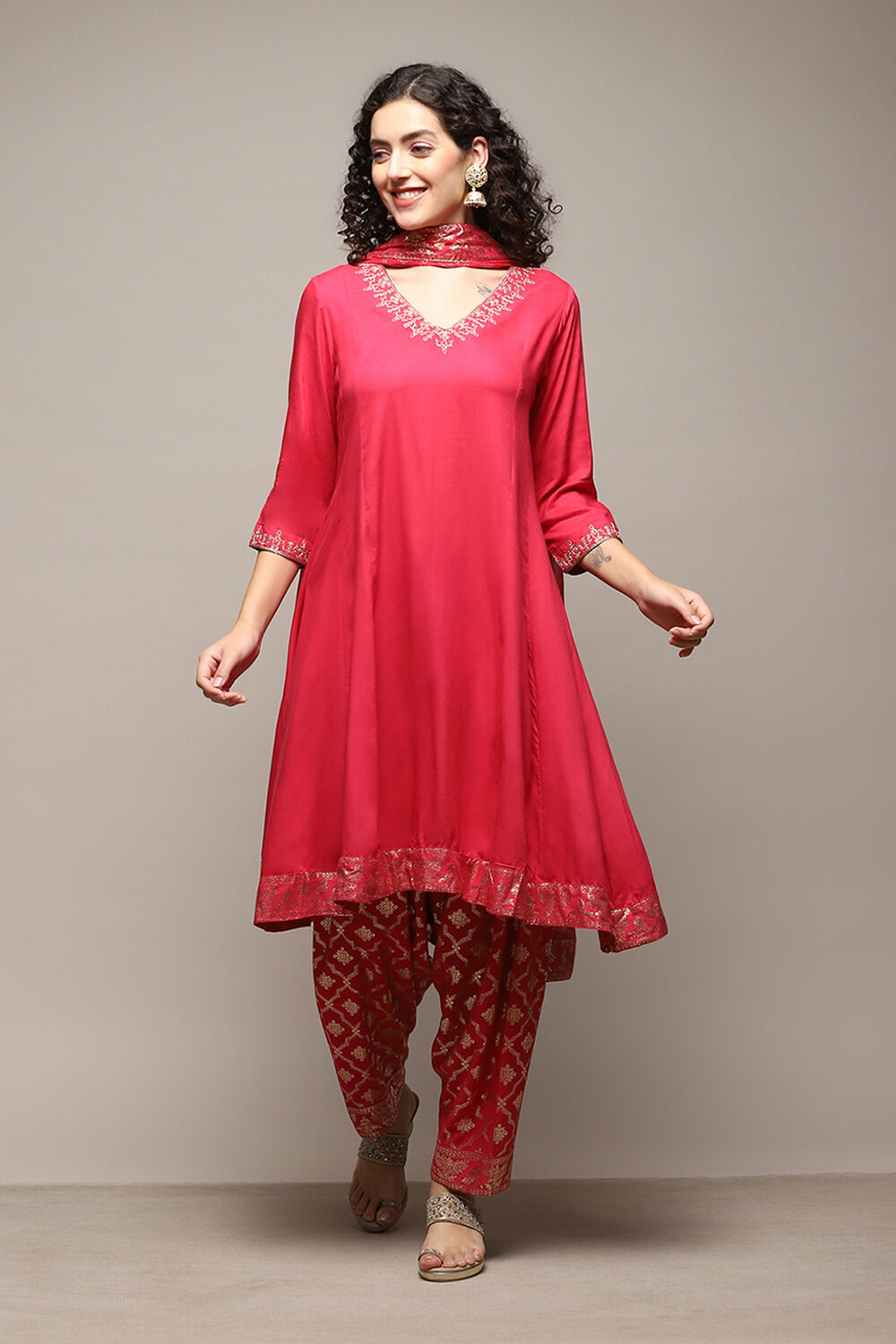 Blue LIVA Kalidar Kurta Salwar Pant Suit Set image number 7